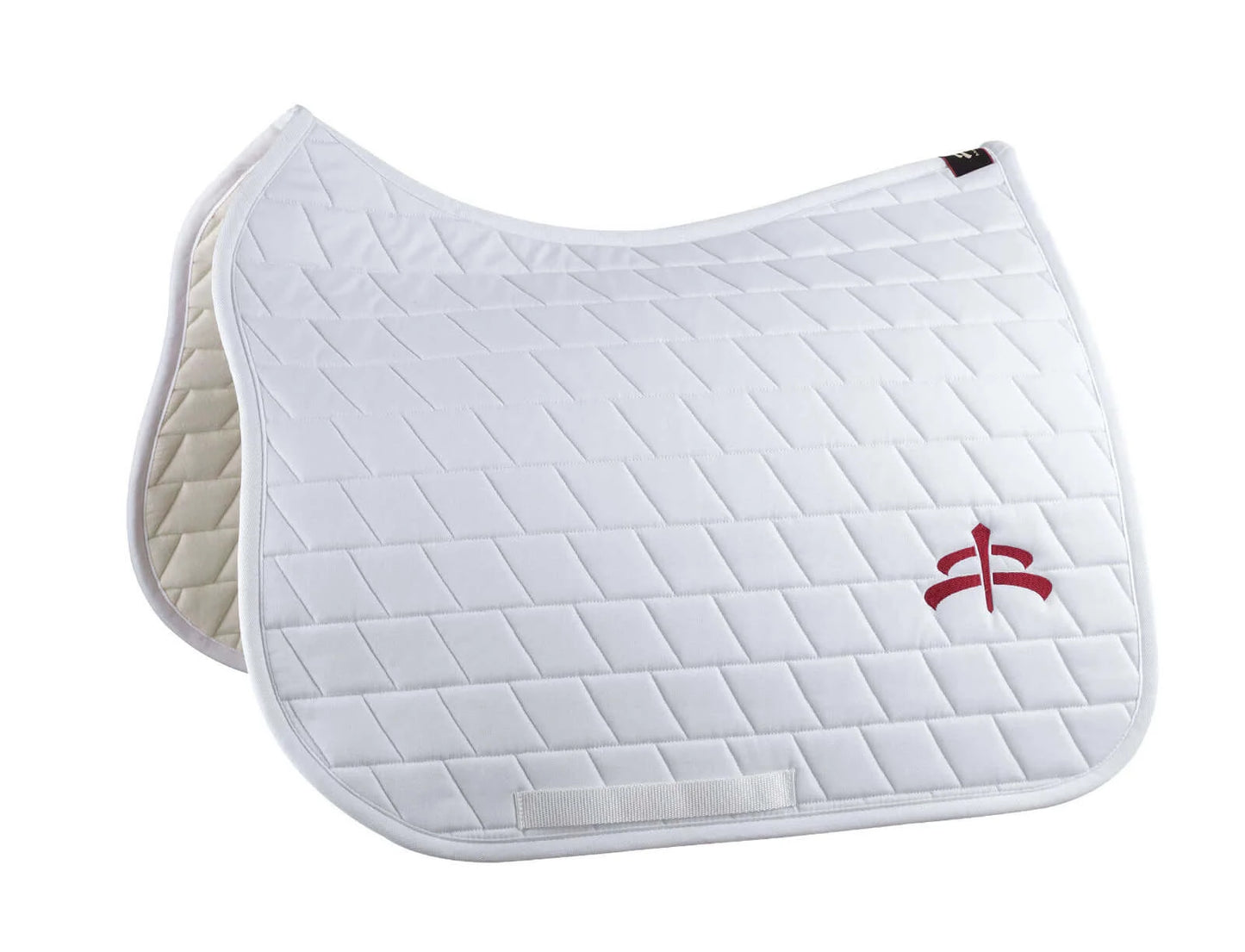 Dressage carded saddle pad with Makebe logo